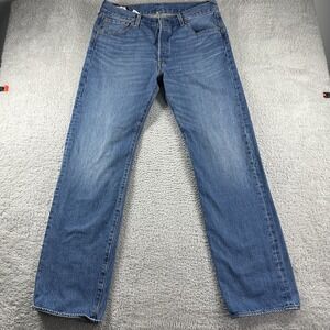 Levi's 501 Jeans‎ Mens 36x34 (Fits 34x32) Medium Wash Blue Fading Button Fly